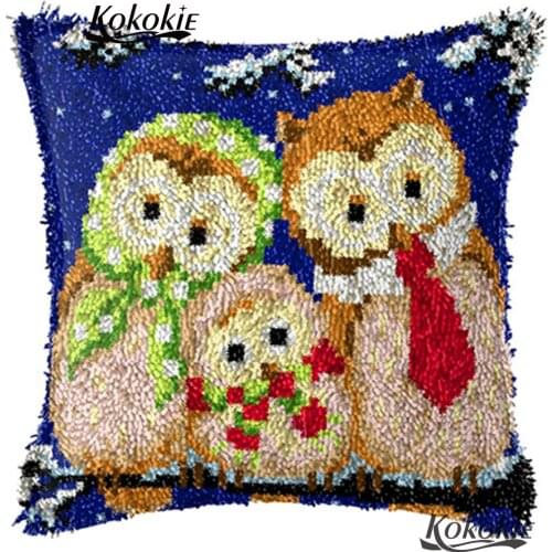 3d latch hook rug kits Unfinished Crocheting Rug Kits Yarn cartoon owl Pillowcase cross stitch kits embroidery needlework sets