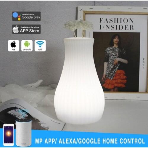 Smart Home Table Lamp Wifi Mobile App Remote Control RGB+W LED Dimmable Vase Decoration Light Works with Alexa Google Assistant