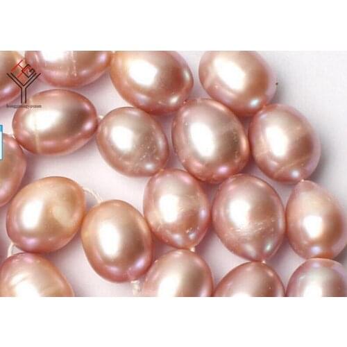 One Strands Real Pearl 7-8mm Bright Light Purple Pearl oval Round Natural Freshwater Pearl loose beads 35cm / 15inch