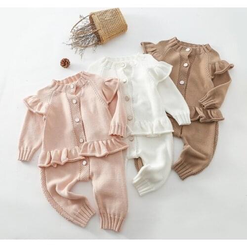 Autumn New Baby Clothes Knitting Romper Lace Jumpsuit Girls Outfits Korean Newborn Overalls Baby Girls Clothes