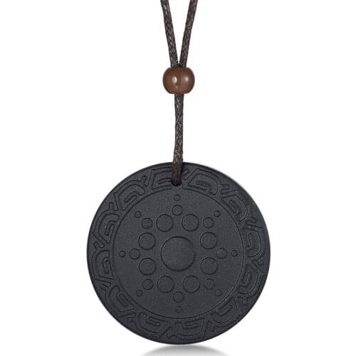 2021 Trendy And Europe and America Style Black Round Volcanic Stone Creative And Personalized Pendant Necklace Suitable For Men
