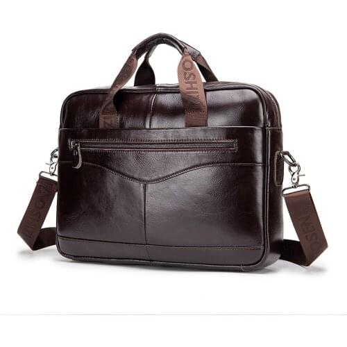 New Vintage Cow Genuine Leather Business Mens Briefcase Male Briefcase Shoulder Bag Men Messenger Bag Striped Tote Computer Bag