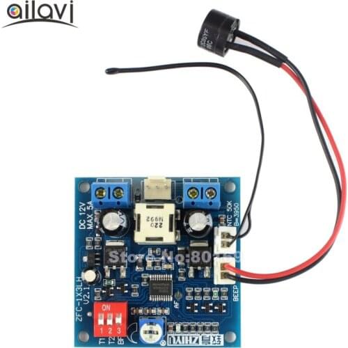 DC 12V Fans Speed Governor Controller with Temperature Detect Buzzer Interface