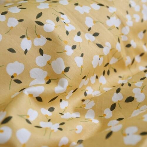 Yellow Dazzle Floral Cotton fabric Printed Cotton Twill Bedding Bed Sheet Quilt Cover Quilt Cover Fabric 235cm width