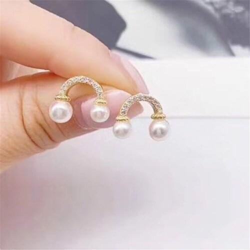 925 Silver Pearl Beads Stud Earrings Setting Base Diy Jewelry Making Findings&Components
