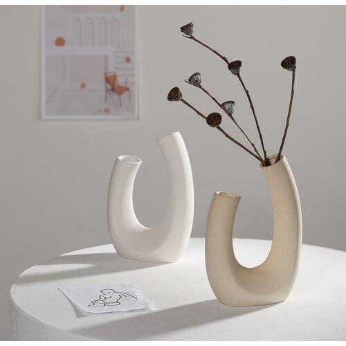 Nordic dried flower vase white ceramic home furnishings flower arrangement hydroponic B & B Cafe studio outfit