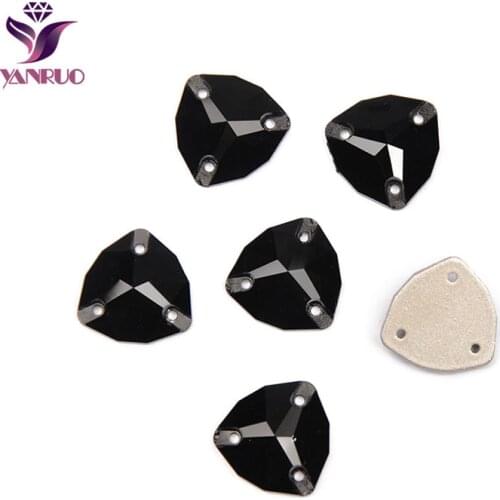 YANRUO 3272 Trilliant Jet Sew on Glass Stones Black Rhinestones Diamond Applications for Dresses