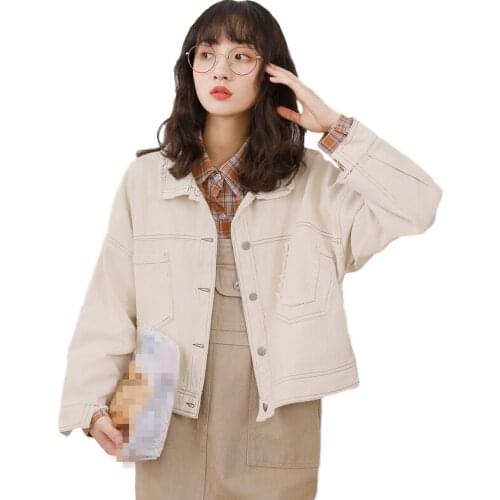 ZB4981 2021 new spring Autumn women fashion casual joker short style student denim jacket cheap wholesale