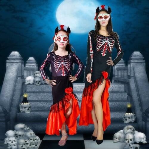 Skeleton Costume For Girls Role Play Scary Skeleton Costumes For Women Fancy Dress Halloween Party Cosplay Skull Bone Purim