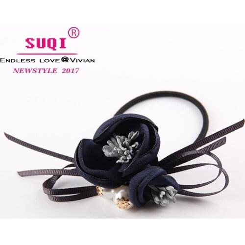 Women Delicate Vivid Peony Flower Hari Rope with Thin Ribbon Bows and Shiny Venetian Pearl for Vintage Party Birthday Gifts