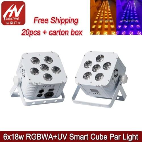 20pcs Stage Light 6*18W 6in1 RGBAW UV Battery Powered Wireless LED Par Light Remote Control LED Par Projector For Wedding Party