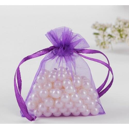 7x9cm Deep Purple Organza Jewelry Gift Bags Small Packaging Bags Tea Bag Packaging Customed Logo Printed 100pcs/lot Wholesale