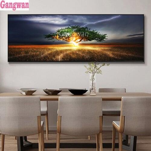Diamond embroidery big life tree full round diamond painting mosaic home decor lightning pattern landscape DIY rhinestone decor