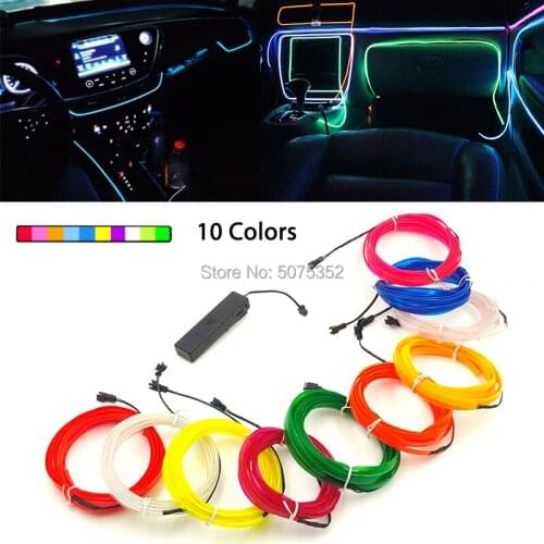 Car Decor 3V Sound Activated Flexible EL Wire Rope Tube Neon LED Lamp LED Strip With Sewing Car Atmosphere lamp