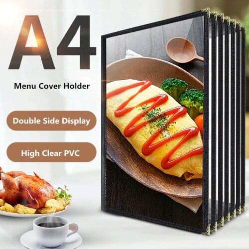 A4 Menu Covers 8.5 x 11 Inch Transparent Restaurant Menu Paper Holder Covers Book With Leatherette Trim and Decorative Corners