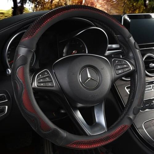Car-styling Steering Wheel Cover Carbon Fiber Leather 37-38CM Cars Wheel Covers Anti Slip Breathable Universal Auto Accessories