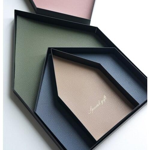 Morandi Color Metal PU Cake Cupcake Coffee Bread Display Tray for Restaurant Tableware Home Kitchen Room Key Storage Supples