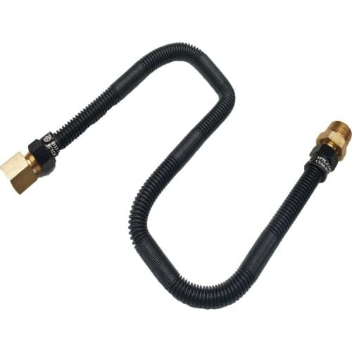 MENSI Non-Whistle 304 Stainless Steel Flexible Flex Gas Line for LPG and NG Fire Pit Hose Connection Kit 24" Long
