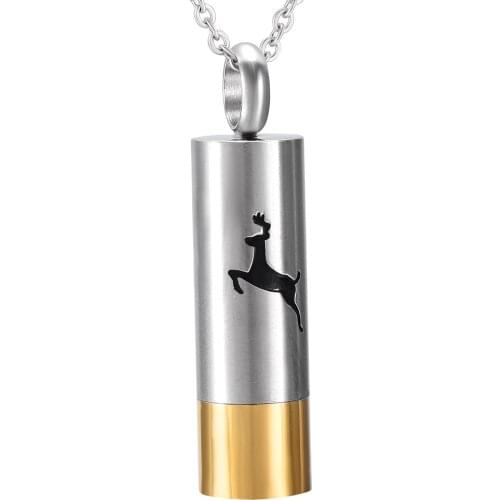 IJD8424 Cylinder Cremation Deer Free Engrave Keepsake Pendant Memorial Ashes Urn Holder Necklace Funeral CasketCremation Jewelry