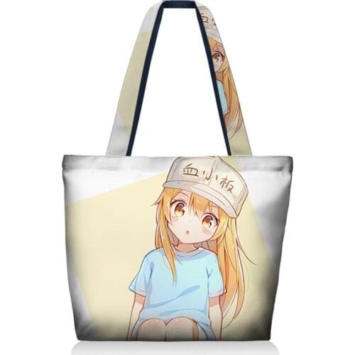 Customized Anime Cells At Work Canvas Shoulder Bags Cartoon Printing Commuting Handbags Kawaii Large Capacity Travel Tote