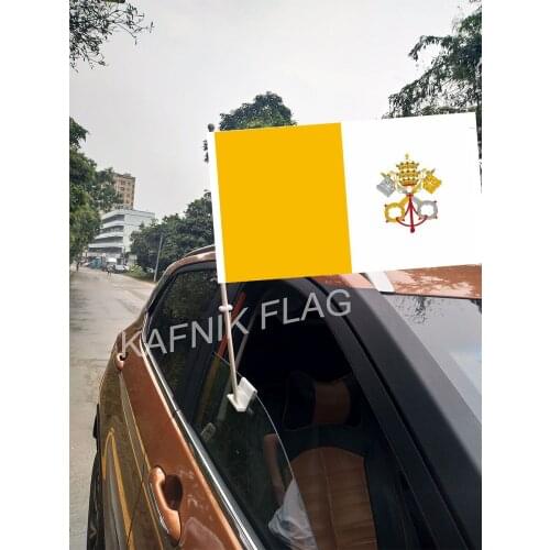 KAFNIK,30*45CM Vatican Window Car Flags and Banners Countries World Custom Flags with 43/52cm flagpole for car decoration