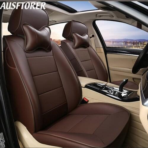 AUSFTORER Custom Leather Seat Cover Car for Land Rover Discovery 4 Cowhide Automobiles Seat Covers Cushion 5 & 7 Seats Protector