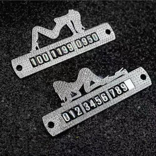 Diamond Magnetic Temporary Car Parking Card Crystal Lady Telephone Number Card Notification Sucker Plate Car Styling