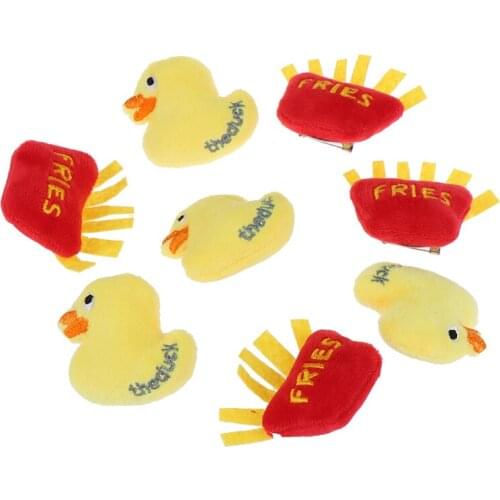 Cartoon cute big yellow duck doll plush french fries brooch bag accessories hair