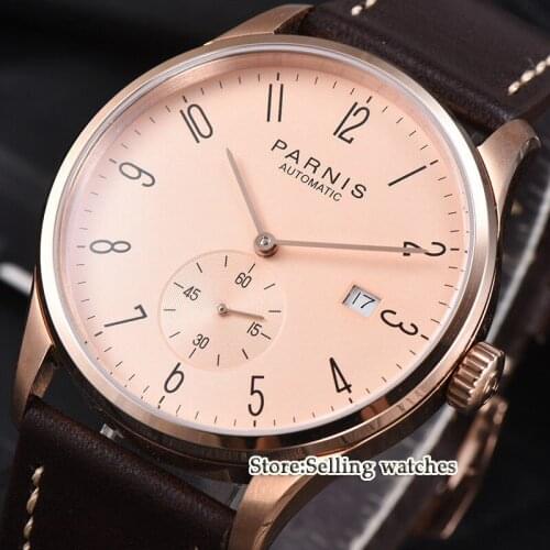 New arrive 42mm parnis Rose gold case date window ST 1731 automatic MENS watch