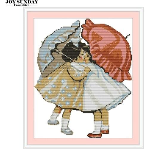Umbrella Girl Cross Stitch Sets for Embroidery Kits Counted Printed Canvas DIY DMC 14CT 11CT Counted Cross Stitch Needlework Set