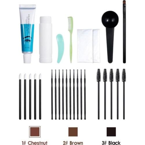 Eyelash Eyebrow Tattoo Dye Tint Mascara Brush Kit Waterproof Long Lasting