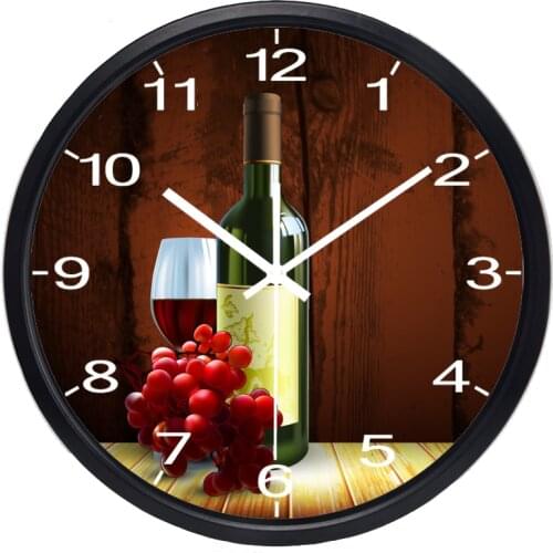 Western Restaurant Hotel Rred Wine Wall Clock for Wine Shop Kitchen Dinning Room