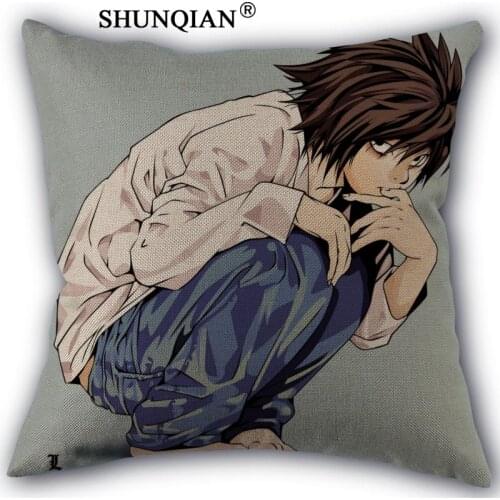 Death note Pillowcase Custom Cotton Linen Square Decorative Pillow Cases Cover Zippered 45x45cm one side