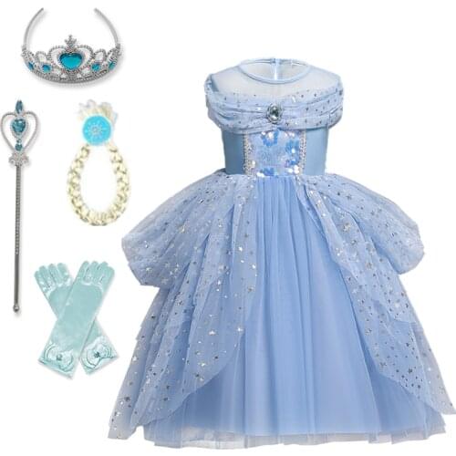 2021 New Halloween Dress for Girls Children Christmas Clothing 4-10Y Cosplay Costume Long Gown Kids Princess Dresses