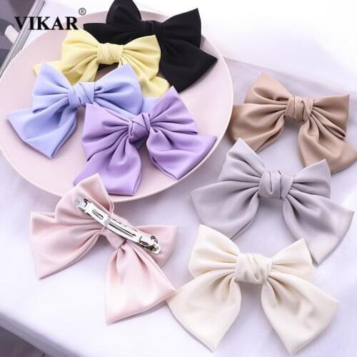 VIKAR Women New Stain Big Bow Ties Hair Clips Fashion Butterfly Bow Hairpin Girl Hairgrips Solid Cute Barrette Hair Accessories