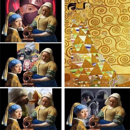 New Diamond Painting Johannes Vermeer Pearl Girl Full Square Diamond Embroidery Rhinestones Mosaic Picture Cartoon Characters