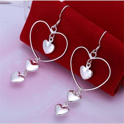 Factory wholesale For women lady wedding silver color high quality earrings fashion trend heart cute classic jewelry E176