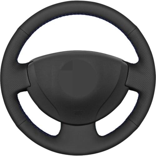 Car Steering Wheel Cover Hand-stitched Black Artificial Leather For Renault Logan 1 Sandero Lada Largus Nissan Almera G15