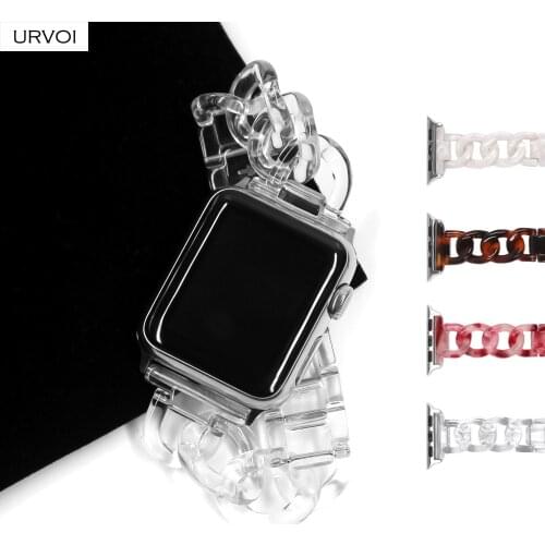URVOI Cow boy chain band for Apple Watch 6 SE 5 4 3 2 1 Full resin strap for iwatch belt link bracelet modern style adjust tool