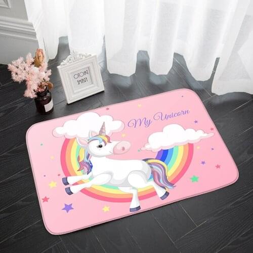 Pink Cute Cartoon Unicorn Pattern Doormat Bedroom Living Room Hallway Floor Rug Decoration Balcony Anti-Slip Custom Home Carpet