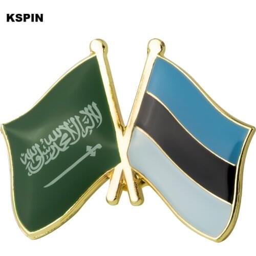 Saudi Arabia & Estonia Friendship Badge Flag Brooch National Flag Lapel Pin International Travel Pins Collections XY0486-1