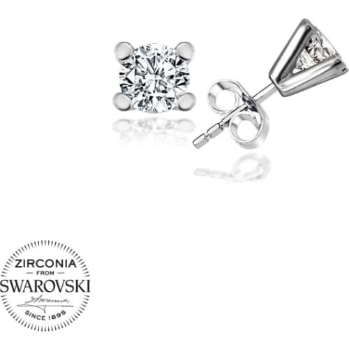Silver 925 Sterling Swarovski Zirconia Cubic Zirconia Solitaire Earrings