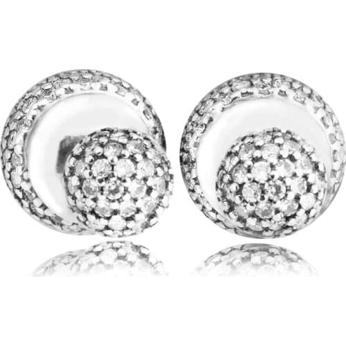 Pave Drops Clear CZ Stud Earrings Elegant Jewelry Making 925 Original Silver Fashion Earring Studs