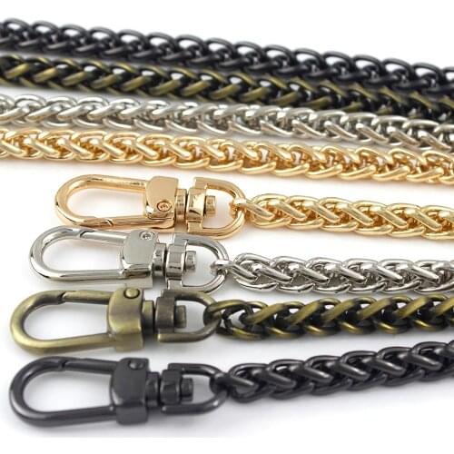 120cm Replacemen Metal twist chain with hook for shoulder bag purse handle strap chain crossbody belt accessories hardware