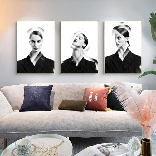 Modern Figure Painting Fashion Beauty Sexy Girl Black and White Nordic Posters and Prints Wall Art Pictures Home Decor Cuadros