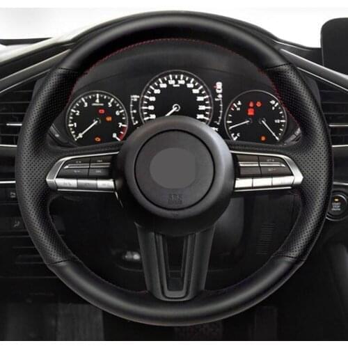 Hand-Stitched Non-slip Black Artificial Leather DIY Car Steering Wheel Cover For Mazda 3 Axela 2019 2020 CX-30 2020 MX-30 2020