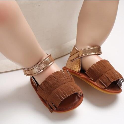 Summer Cute Infant Baby Girl Tassel Sandals Shoes PU Leather Solid Casual Soft Sole Baby Girls Boys Shoes