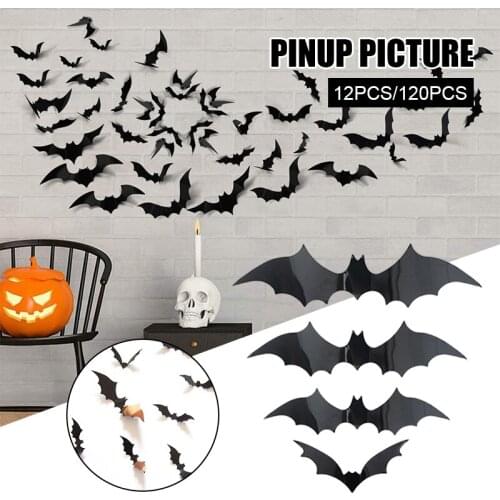 Halloween Party Supplies PVC 3D Realistic Decoration Scary Bats Wall Sticker Outdoor Halloween Decor Party Supplies M56