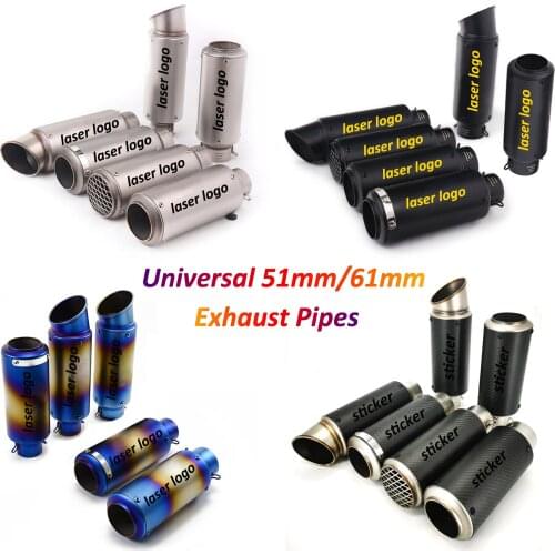 51mm 61mm Universal Motorcycle Exhaust Pipe Pit Bike Moto Muffler for Yamaha R6 Tmax 530 Z900 MT07 FZ6 PCX Duke 390 Ninja 400