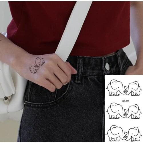 Waterproof Temporary Tattoo Stickers Sketch Elephant fake Tattoo Geometric Animal Flash Tattoo Hand Back Foot for Girl Women Men
